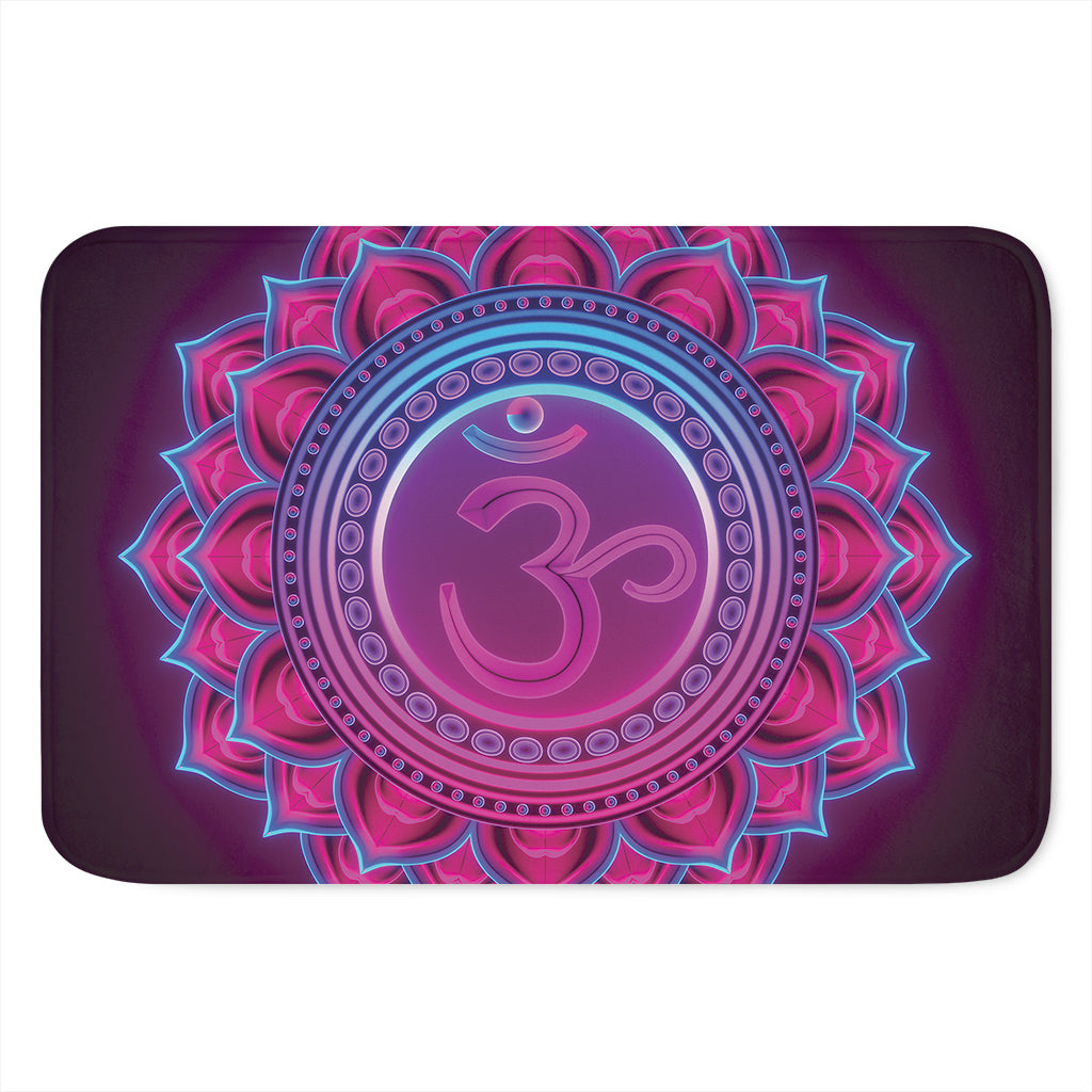 Purple And Teal Om Mandala Print Indoor Door Mat