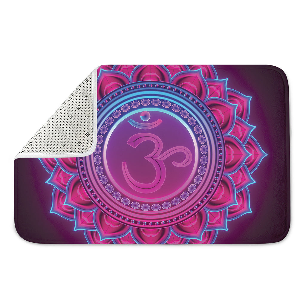 Purple And Teal Om Mandala Print Indoor Door Mat