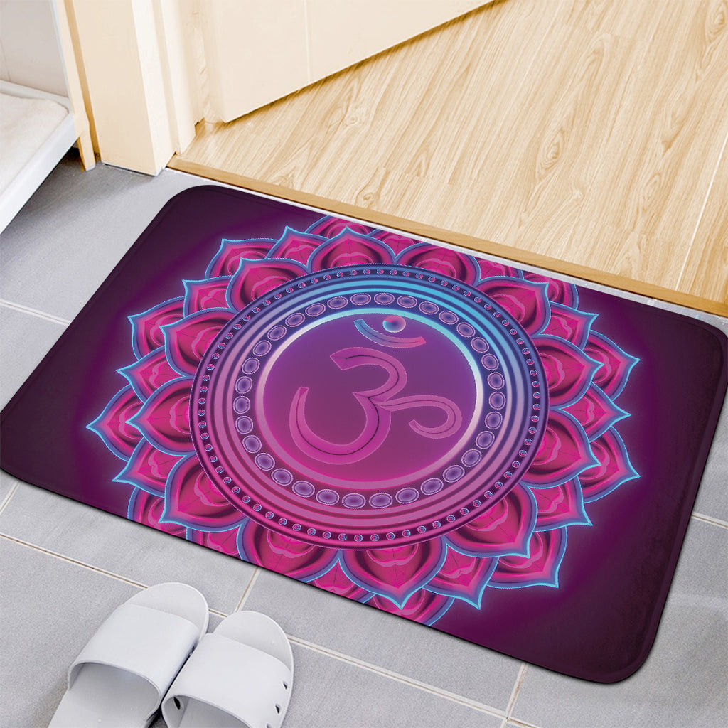 Purple And Teal Om Mandala Print Indoor Door Mat