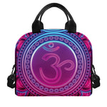 Purple And Teal Om Mandala Print Insulated Lunch Bag