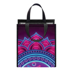 Purple And Teal Om Mandala Print Insulated Lunch Tote