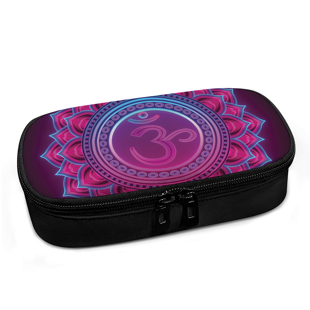 Purple And Teal Om Mandala Print Insulin Cooler Travel Case