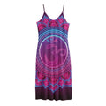 Purple And Teal Om Mandala Print Jersey Midi Cami Dress
