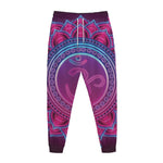 Purple And Teal Om Mandala Print Jogger Pants