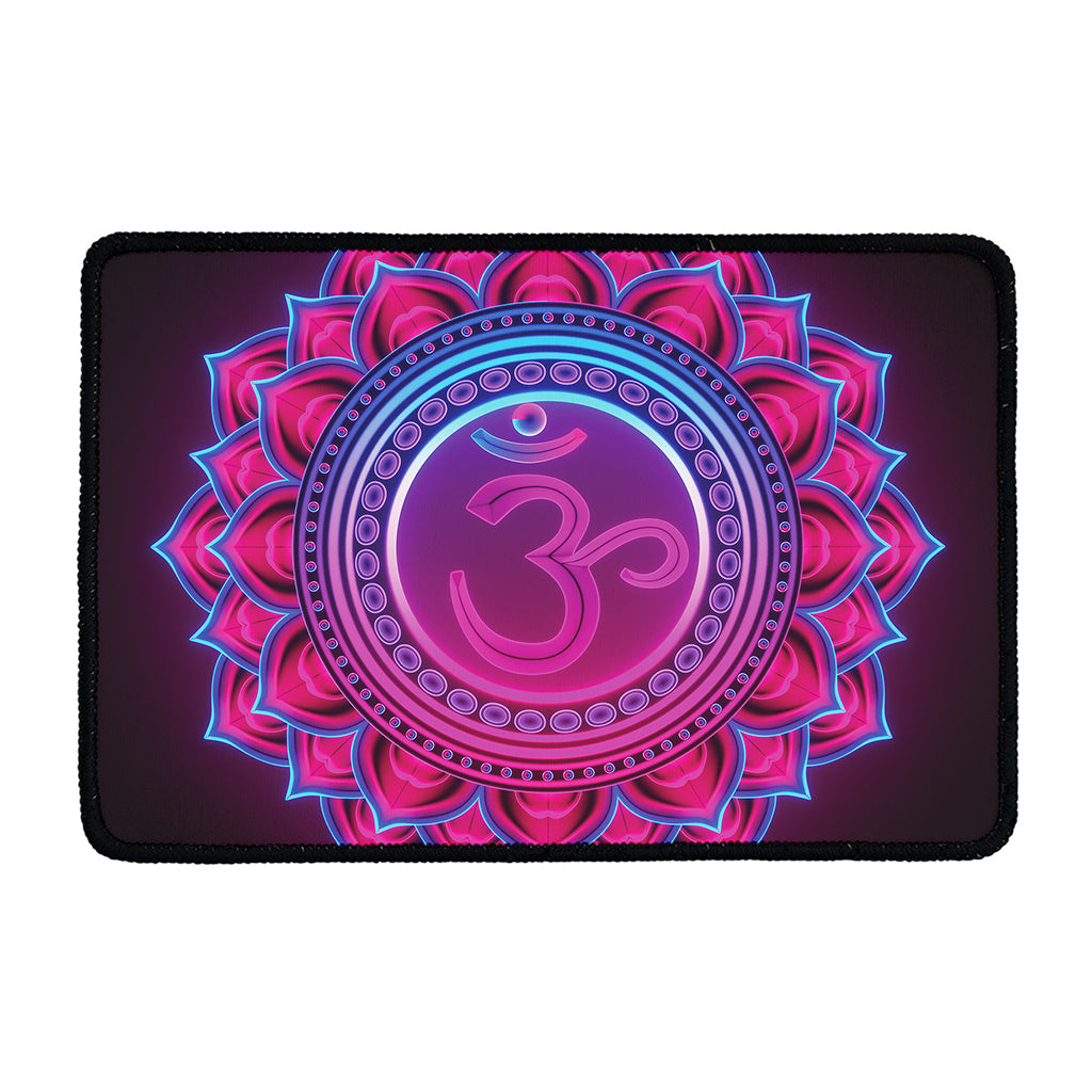 Purple And Teal Om Mandala Print Kitchen Mat
