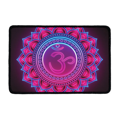 Purple And Teal Om Mandala Print Kitchen Mat