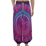 Purple And Teal Om Mandala Print Lantern Pants