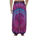 Purple And Teal Om Mandala Print Lantern Pants