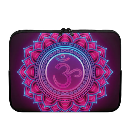 Purple And Teal Om Mandala Print Laptop Sleeve
