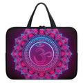 Purple And Teal Om Mandala Print Laptop Sleeve With Handle