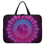 Purple And Teal Om Mandala Print Laptop Sleeve With Handle