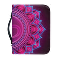 Purple And Teal Om Mandala Print Leather Bible Cover
