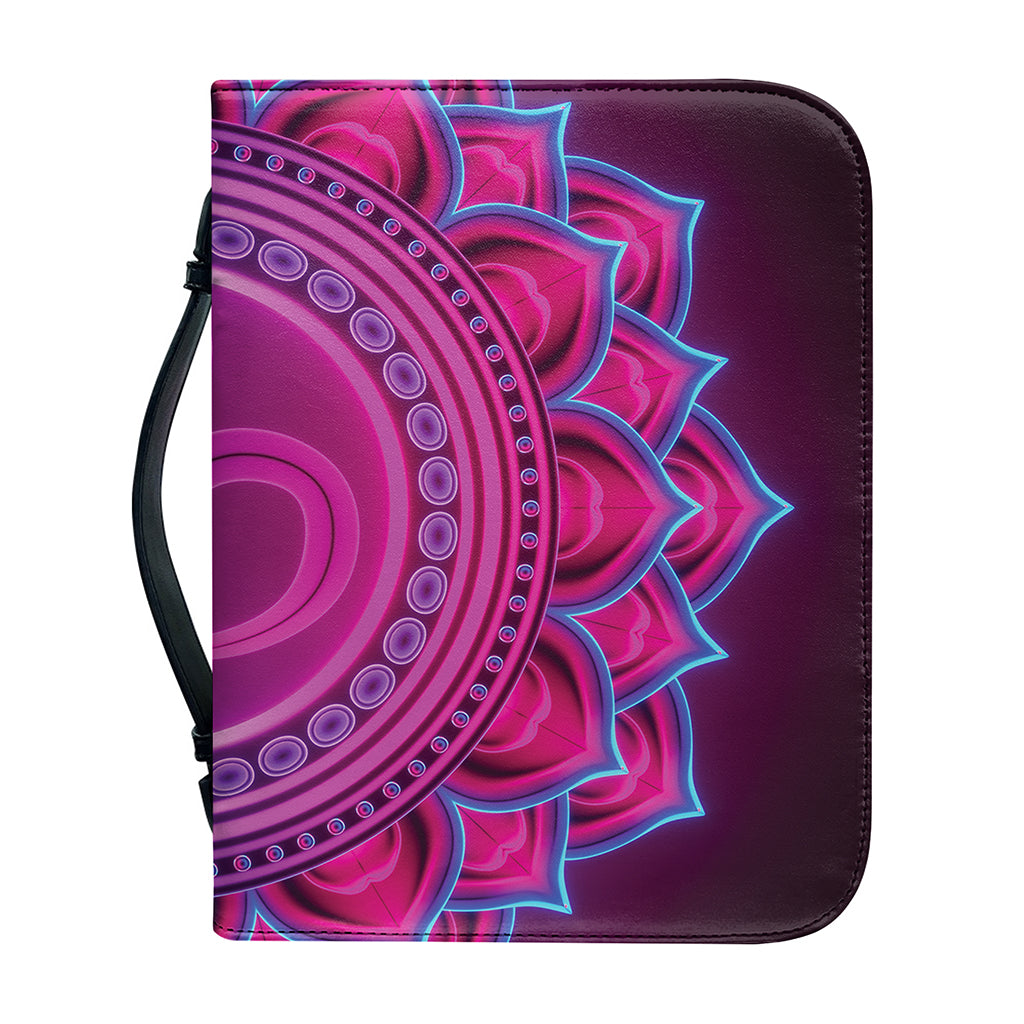 Purple And Teal Om Mandala Print Leather Bible Cover