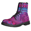 Purple And Teal Om Mandala Print Lace-Up Boots