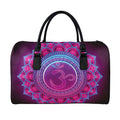 Purple And Teal Om Mandala Print Leather Duffel Bag