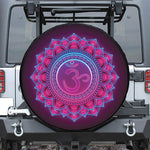 Purple And Teal Om Mandala Print Leather Spare Tire Cover