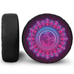 Purple And Teal Om Mandala Print Leather Spare Tire Cover