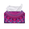 Purple And Teal Om Mandala Print Leather Tissue Box Cover