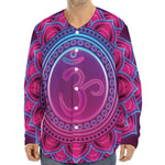 Purple And Teal Om Mandala Print Long Sleeve Baseball Jersey