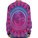 Purple And Teal Om Mandala Print Long Sleeve Baseball Jersey