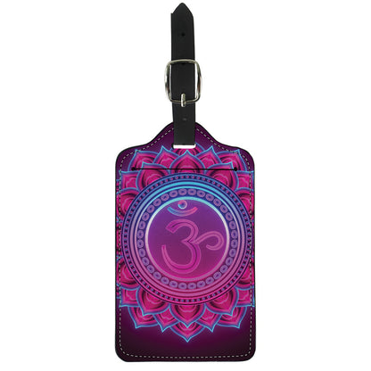 Purple And Teal Om Mandala Print Luggage Tag