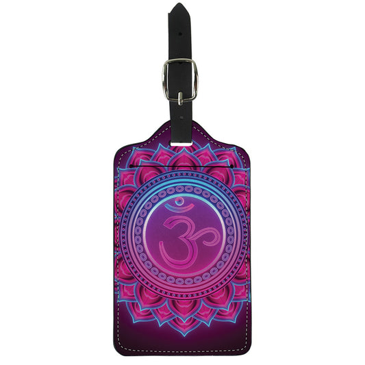 Purple And Teal Om Mandala Print Luggage Tag
