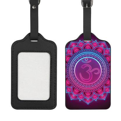Purple And Teal Om Mandala Print Luggage Tag