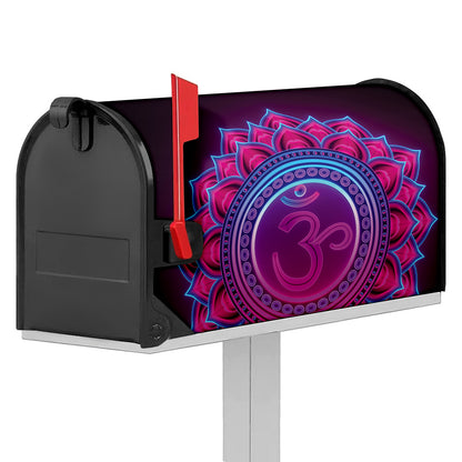 Purple And Teal Om Mandala Print Mailbox Cover