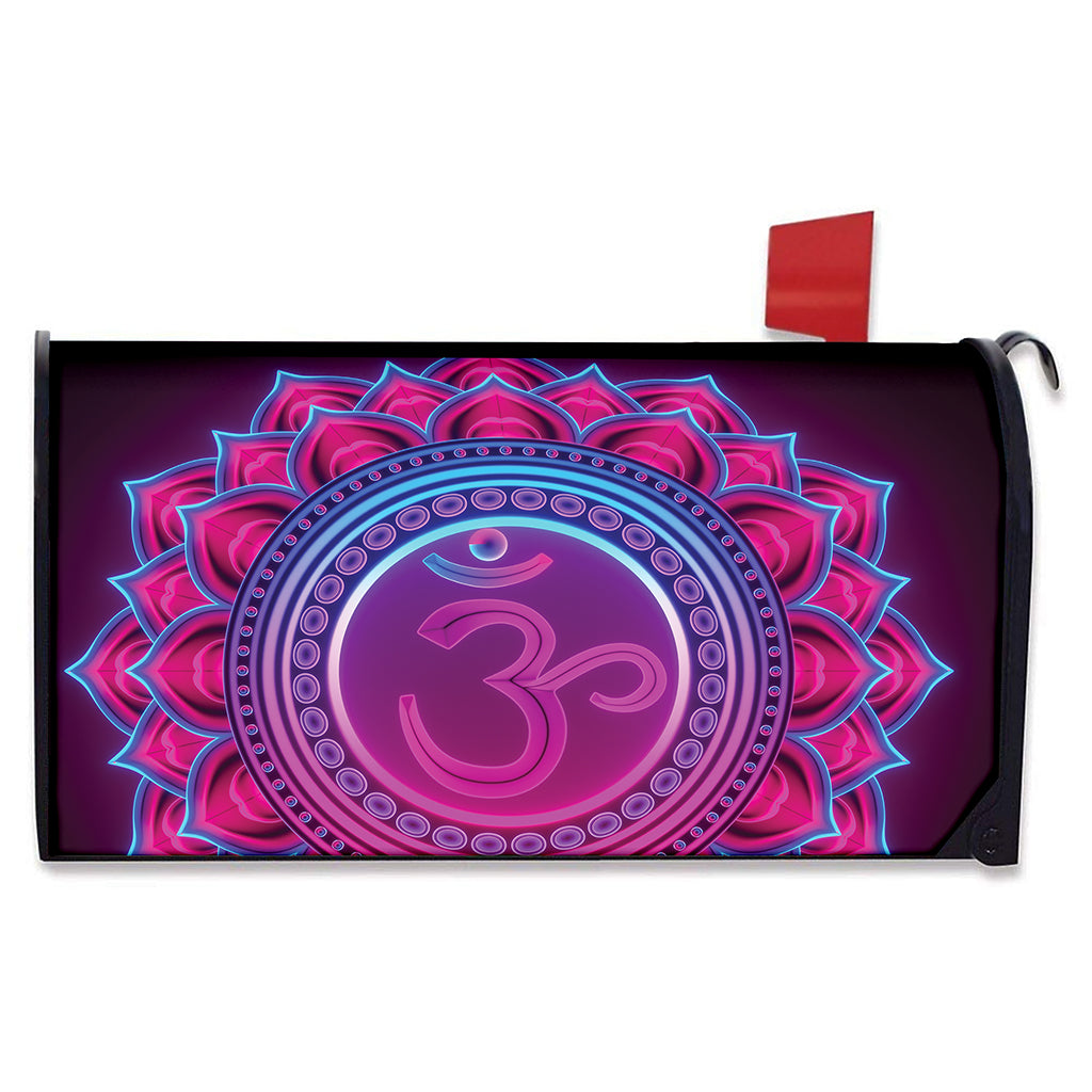 Purple And Teal Om Mandala Print Mailbox Cover