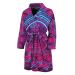 Purple And Teal Om Mandala Print Men's Bathrobe