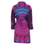 Purple And Teal Om Mandala Print Men's Bathrobe