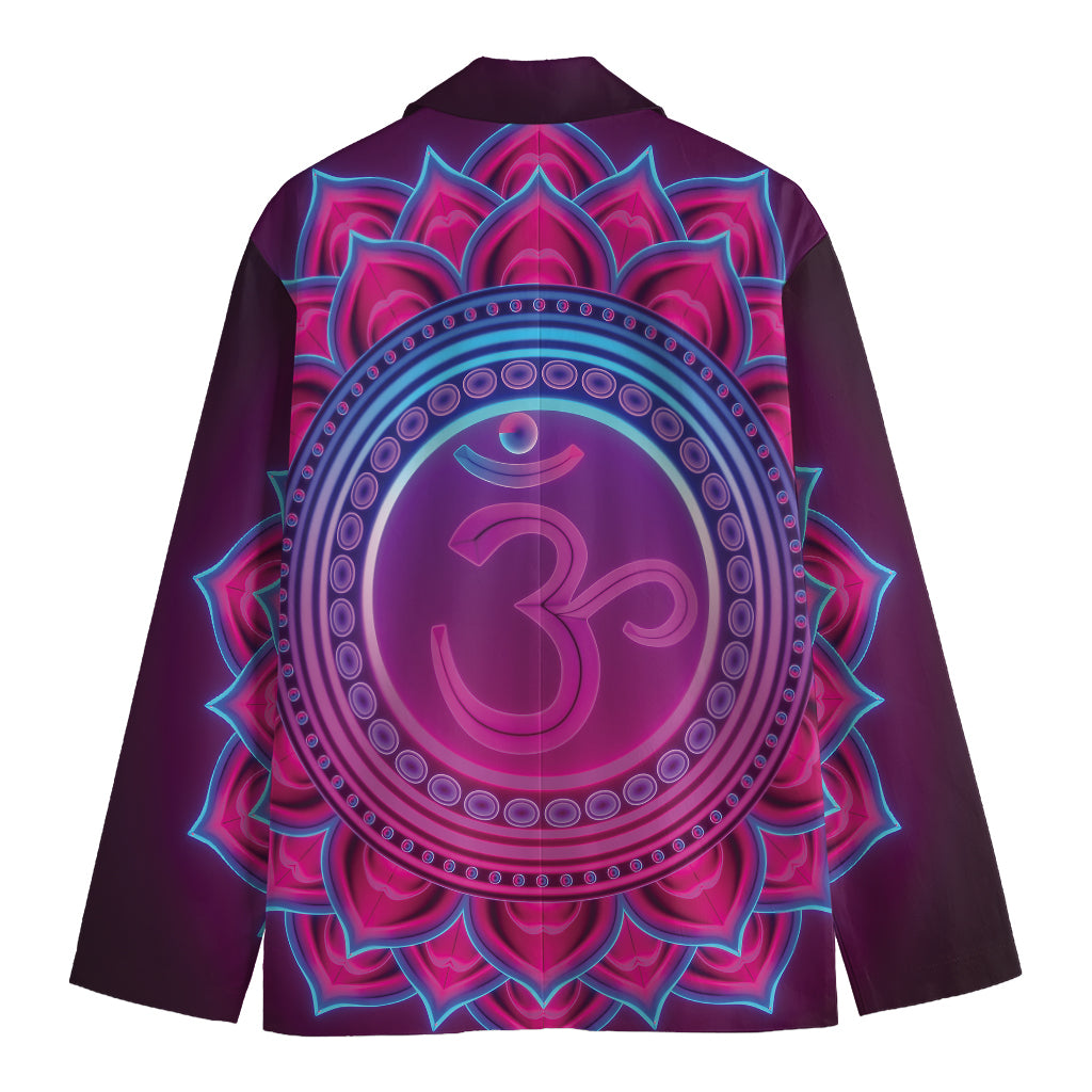 Purple And Teal Om Mandala Print Men's Blazer