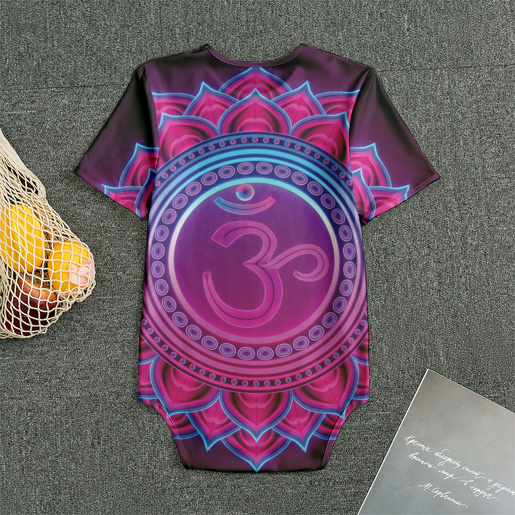 Purple And Teal Om Mandala Print Men's Bodysuit