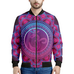 Purple And Teal Om Mandala Print Men's Bomber Jacket