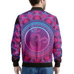 Purple And Teal Om Mandala Print Men's Bomber Jacket