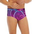 Purple And Teal Om Mandala Print Men's Briefs