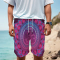 Purple And Teal Om Mandala Print Men's Cargo Shorts
