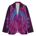 Purple And Teal Om Mandala Print Men's Cotton Blazer
