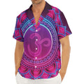 Purple And Teal Om Mandala Print Men's Deep V-Neck Shirt