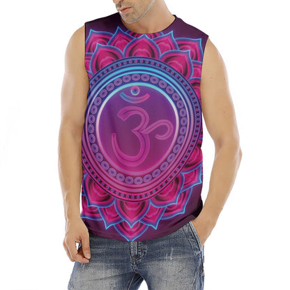 Purple And Teal Om Mandala Print Men's Fitness Tank Top