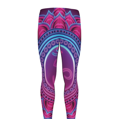 Purple And Teal Om Mandala Print Men's leggings
