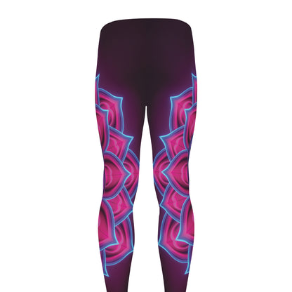 Purple And Teal Om Mandala Print Men's leggings
