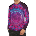 Purple And Teal Om Mandala Print Men's Long Sleeve Rash Guard