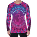 Purple And Teal Om Mandala Print Men's Long Sleeve T-Shirt