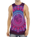 Purple And Teal Om Mandala Print Men's Muscle Tank Top