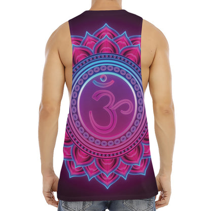 Purple And Teal Om Mandala Print Men's Muscle Tank Top