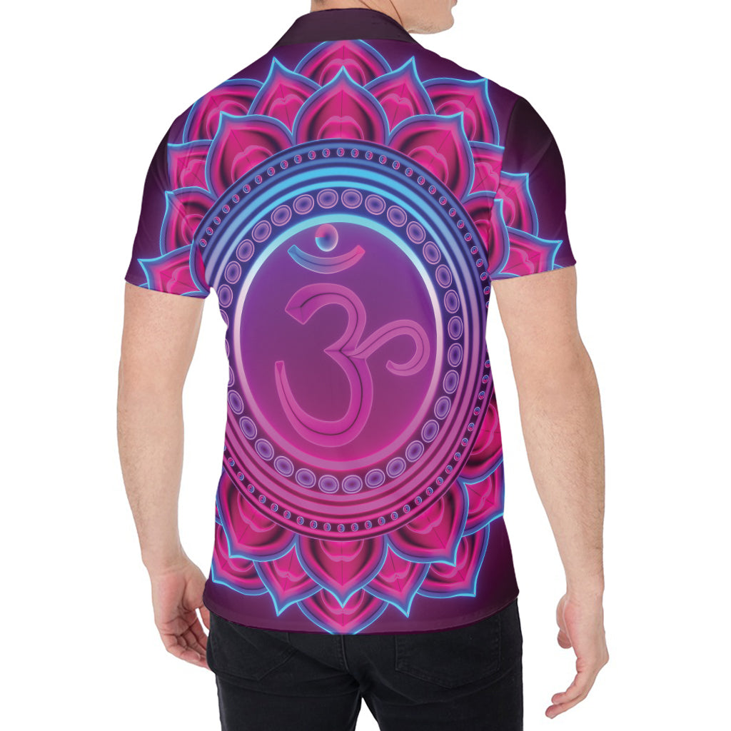 Purple And Teal Om Mandala Print Men's Shirt