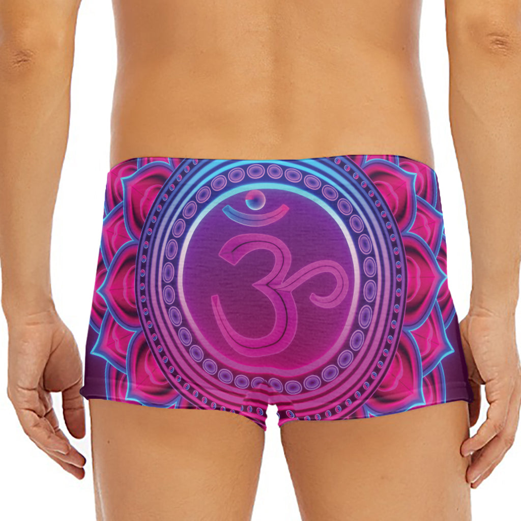 Purple And Teal Om Mandala Print Men's Short Boxer Briefs