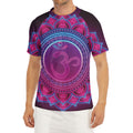 Purple And Teal Om Mandala Print Men's Short Sleeve Rash Guard