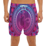 Purple And Teal Om Mandala Print Men's Split Running Shorts